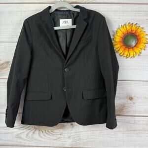 Zara Boys Black Blazer Jacket Size 8 Classic Two Button School Formal